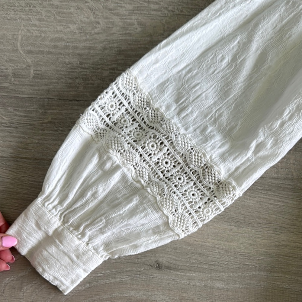 Anthropologie White Long Sleeve Dress Size Medium - Picture 7 of 12